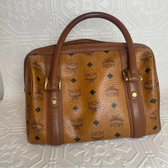 MCM‎ Cognac Brown Boston Bag Purse - Picture 5 of 15